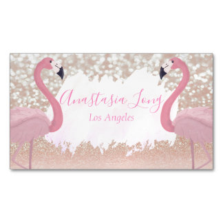 Tarjeta de visita de imán Flamingo Sparkly Pink