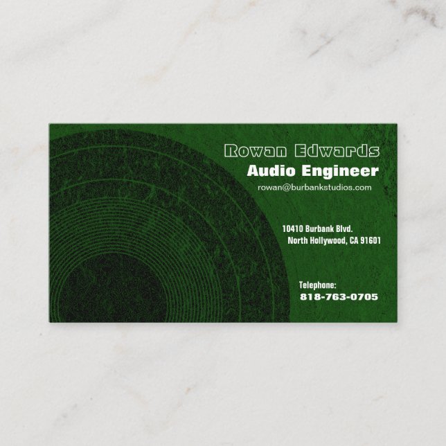 Tarjeta de visita de ingeniero de audio (Anverso)