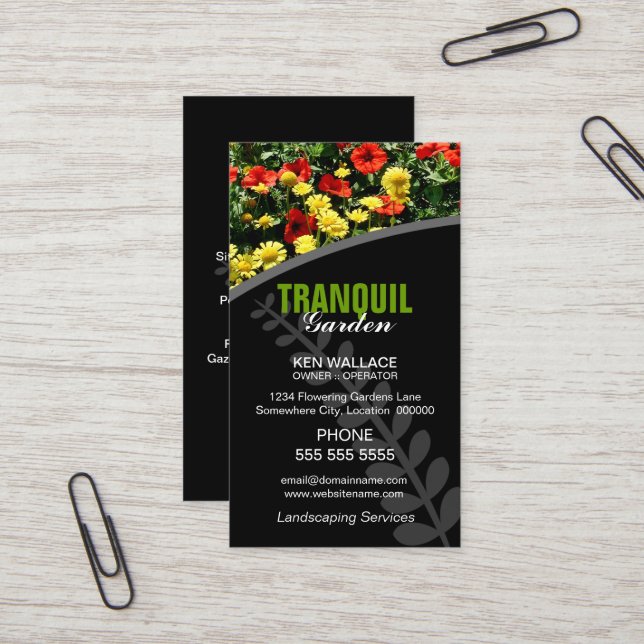 Tarjeta de visita de jardín paisajista (Anverso/Reverso In Situ)