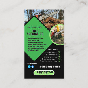 Tarjeta de visita de jardinero de paisajes con árb