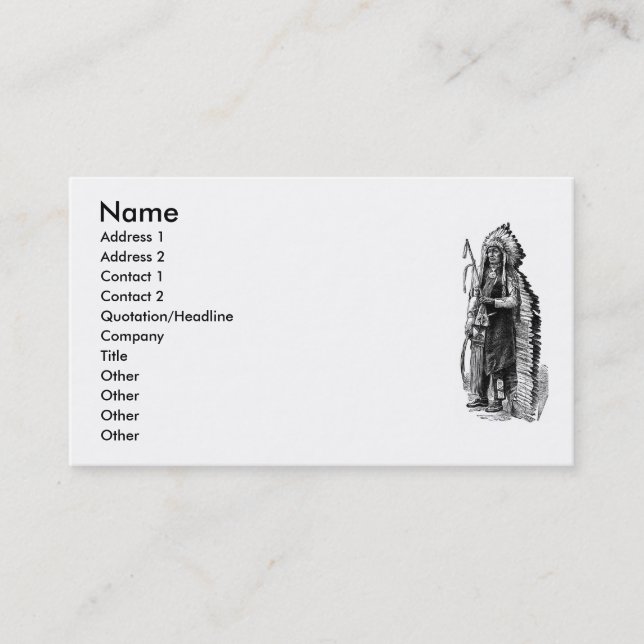 Tarjeta de visita de jefe indio (Anverso)