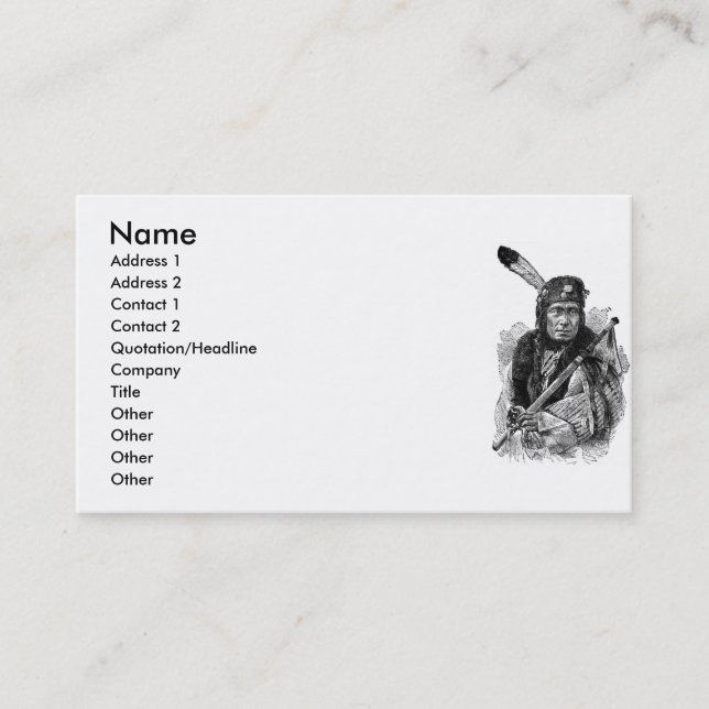 Tarjeta de visita de jefe indio (Anverso)