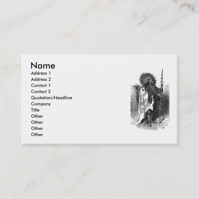 Tarjeta de visita de jefe indio (Anverso)