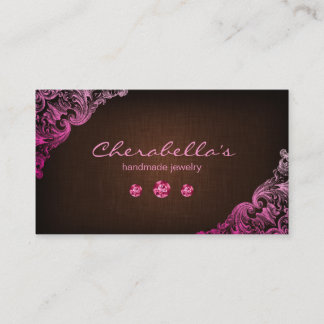 Tarjeta de visita de joyas de lino Chocolate Brown
