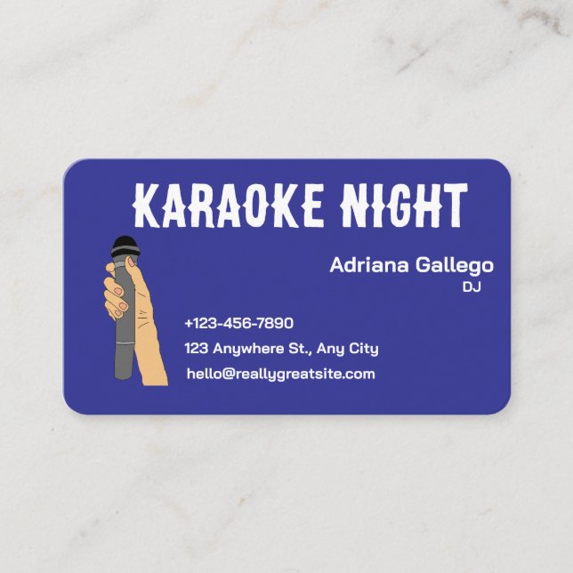 tarjeta de visita de karaoke dj (editable) (Anverso)