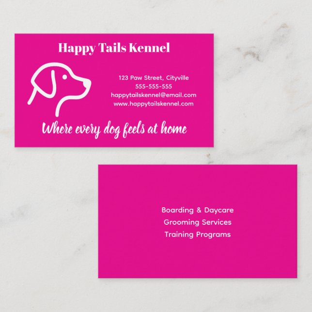 Tarjeta de visita de Kennel, Personalizable minima (Anverso / Reverso)