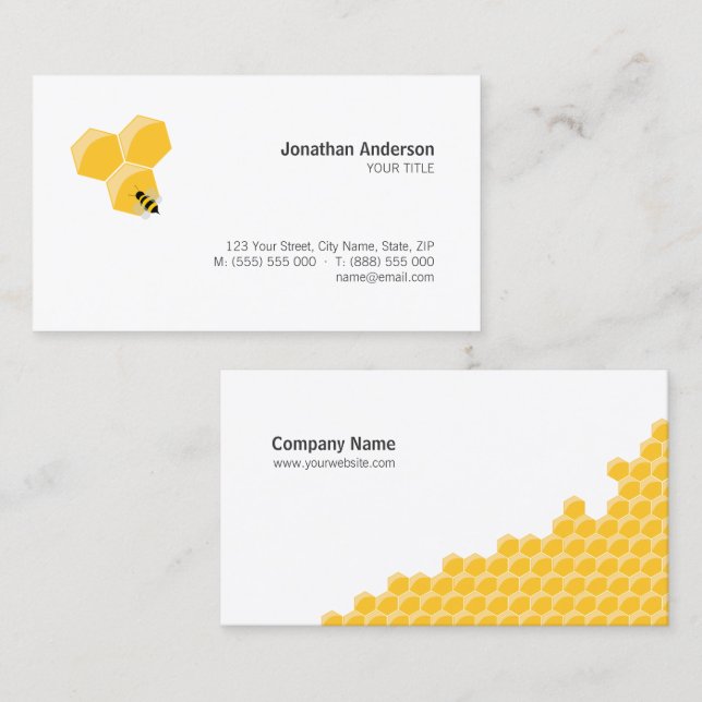 Tarjeta de visita de la abeja y del panal (Anverso / Reverso)