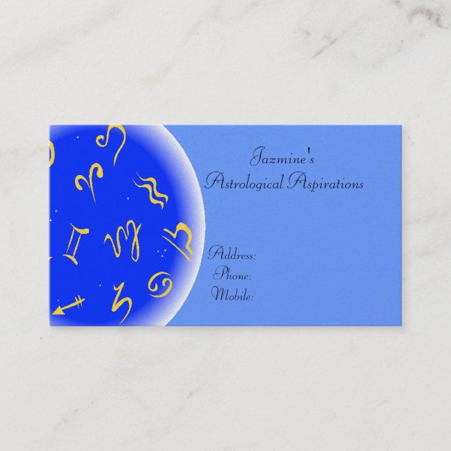 Tarjeta de visita de la astrología (Anverso)