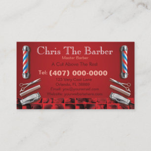 Tarjeta de visita de la barbería (polo y podadora
