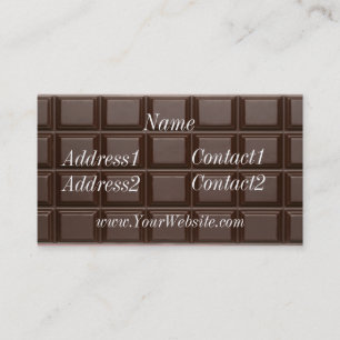 Tarjeta de visita de la barra de chocolate