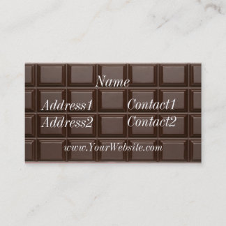 Tarjeta de visita de la barra de chocolate