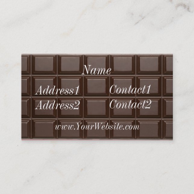 Tarjeta de visita de la barra de chocolate (Anverso)