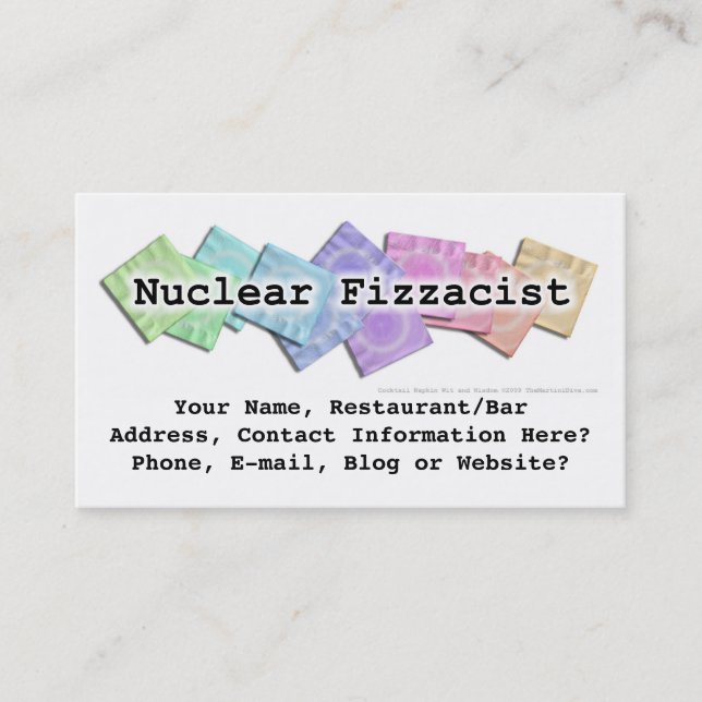 Tarjeta de visita de la barra - Fizzacist nuclear (Anverso)