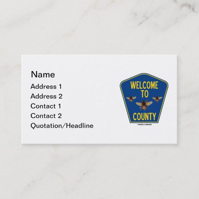 Tarjeta De Visita Dé la bienvenida a las abejas al condado (el (Anverso)