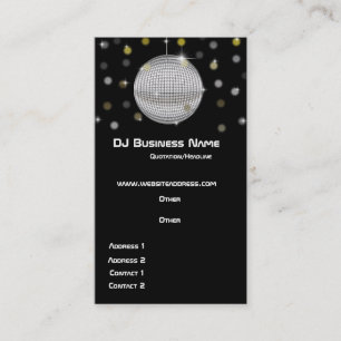 Tarjeta de visita de la bola de discoteca y de las