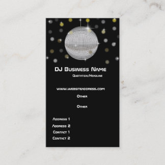 Tarjeta de visita de la bola de discoteca y de las