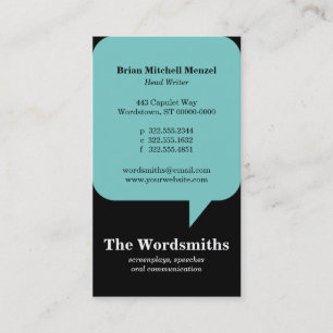 Tarjeta de visita de la burbuja del discurso