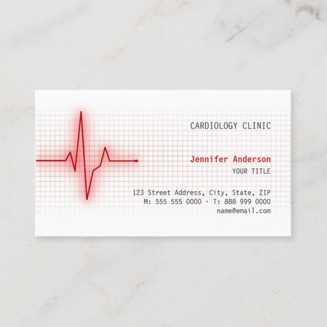 Tarjeta de visita de la cardiología de la señal (Anverso)