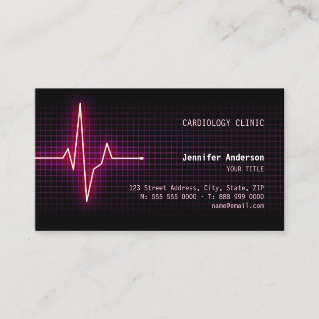 Tarjeta de visita de la cardiología del latido del (Anverso)