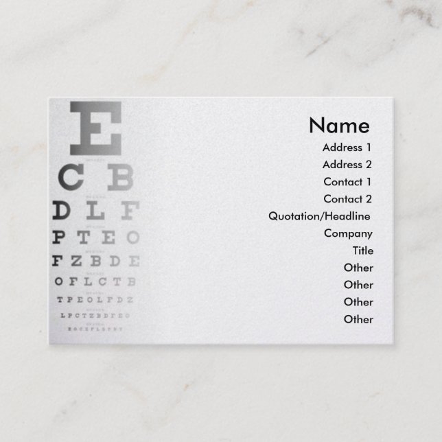 Tarjeta de visita de la carta de ojo (Anverso)