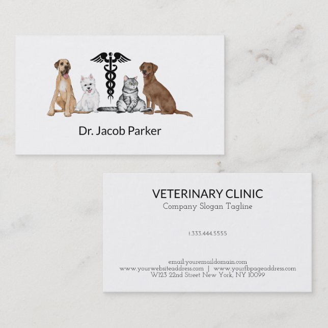 Tarjeta de visita de la clínica veterinaria (Anverso / Reverso)