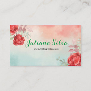 Tarjeta de visita de la compañía floral azul y roj