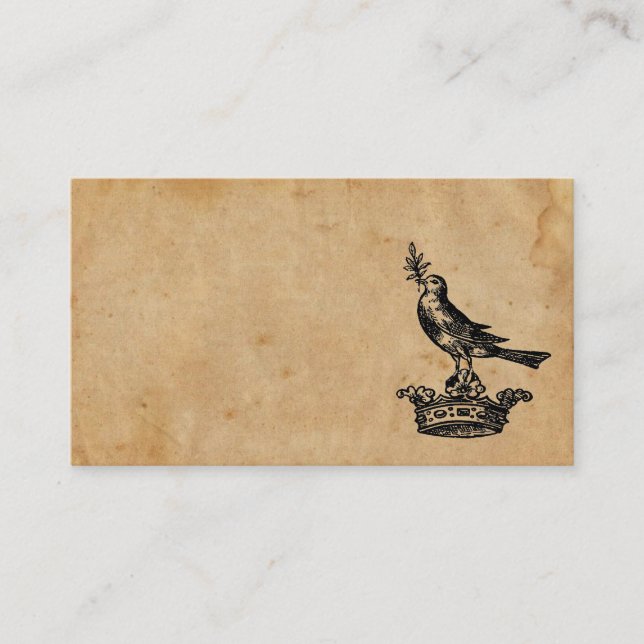 Tarjeta de visita de la corona y del pájaro (Anverso)