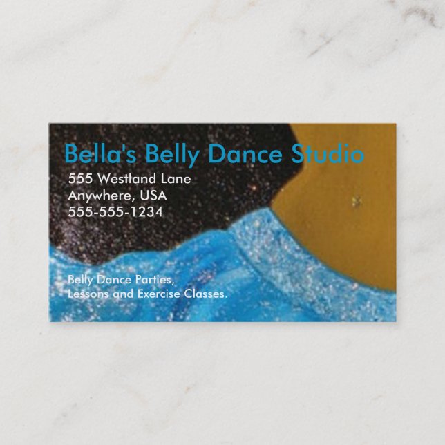 Tarjeta de visita de la danza de Belly (Anverso)