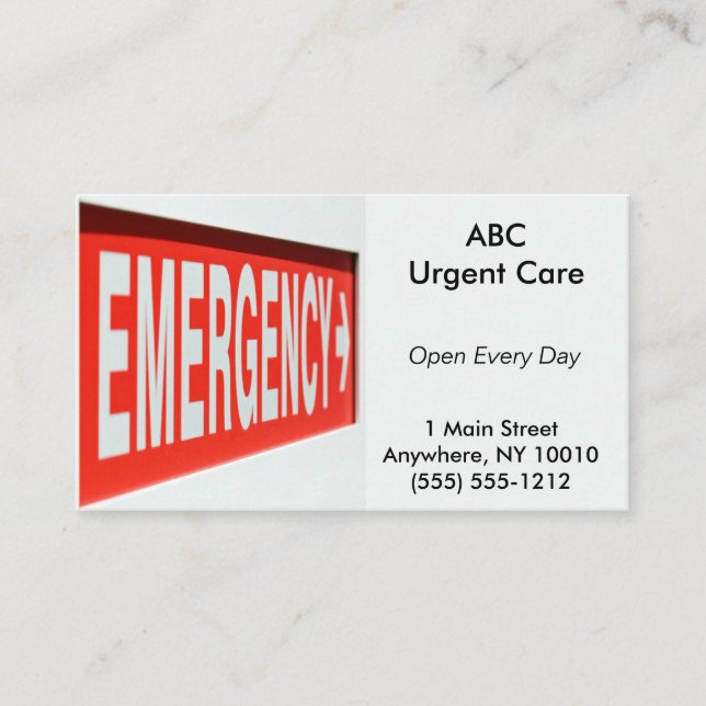 Tarjeta de visita de la emergencia (Anverso)