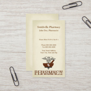 Tarjeta de visita de la farmacia del farmacéutico