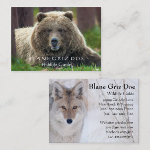 Tarjeta de visita de la fauna del oso y del coyote