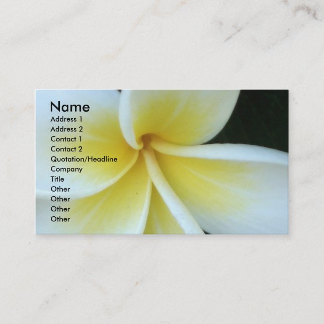 Tarjeta de visita de la flor del Frangipani (Anverso)
