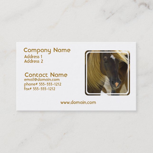 Tarjeta de visita de la foto del caballo del (Anverso)