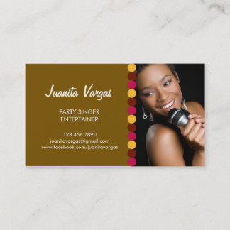 Tarjeta de visita de la foto del cantante de la