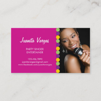 Tarjeta de visita de la foto del cantante de la