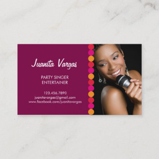 Tarjeta de visita de la foto del cantante de la