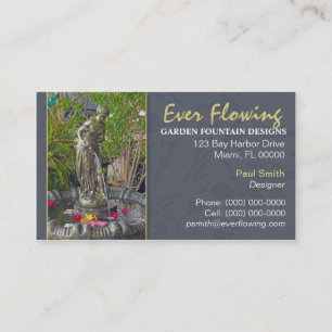 Tarjeta de visita de la fuente del jardín