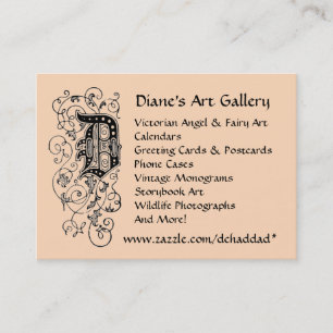 Tarjeta de visita de la galería del arte de Diane