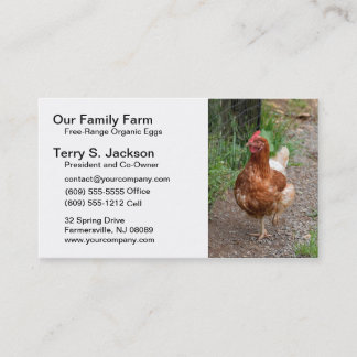 Tarjeta de visita de la granja avícola