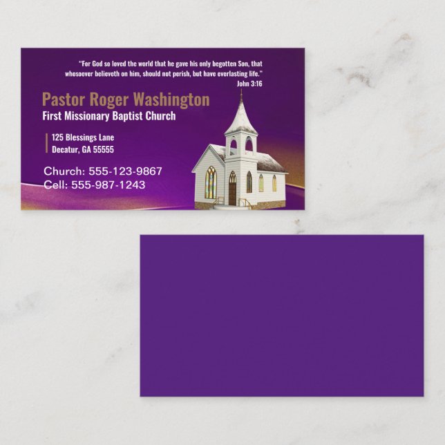 Tarjeta de visita de la Iglesia de la púrpura o de (Anverso / Reverso)