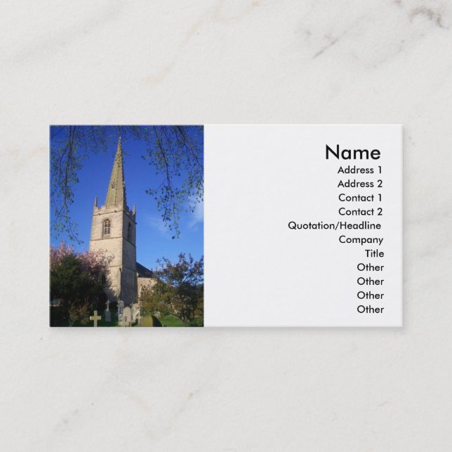 Tarjeta de visita de la iglesia religiosa (Anverso)