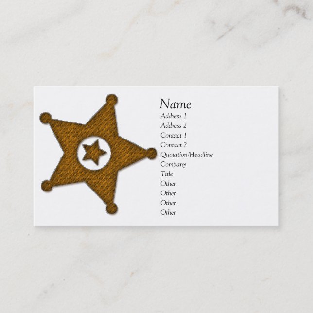 Tarjeta de visita de la insignia de la ley (Anverso)