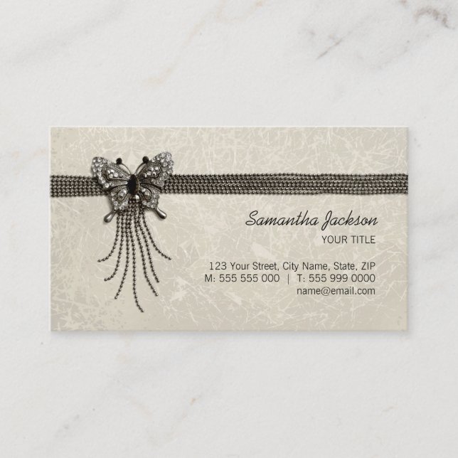 Tarjeta de visita de la joyería de la antigüedad (Anverso)