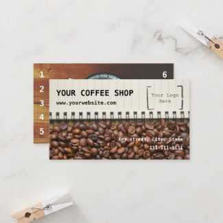 Tarjeta de visita de la lealtad de la cafetería