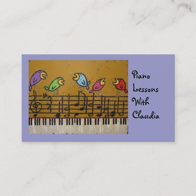 tarjeta de visita de la lección de piano (Anverso)