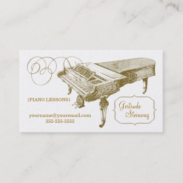 Tarjeta de visita de la lección de piano (Anverso)