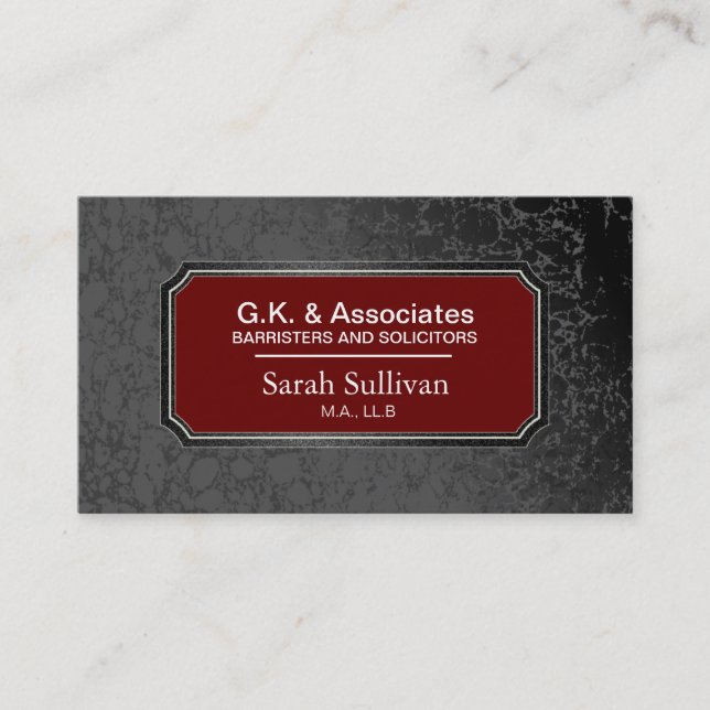 Tarjeta de visita de la ley - abogado elegante (Anverso)