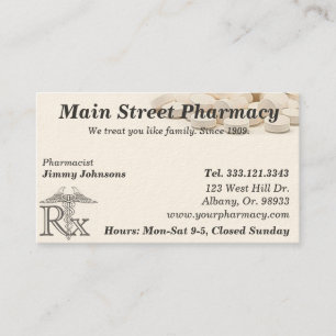 Tarjeta de visita de la lista de la medicación de