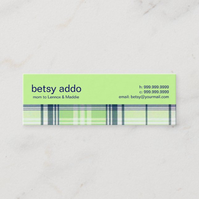 Tarjeta de visita de la mamá de la tela escocesa (Anverso)