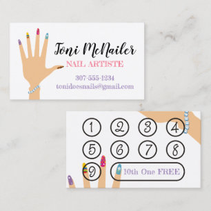 Tarjeta de visita de la mano del artista del clavo